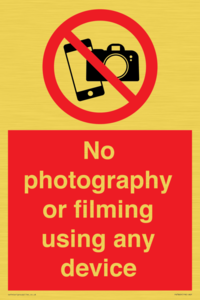 No photography or filming using any device